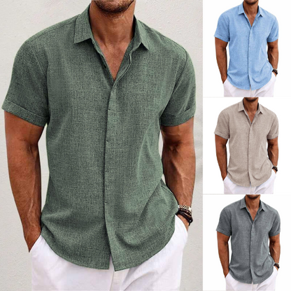 Oliveros | Men’s Short-Sleeve Cotton-Linen Casual Shirt