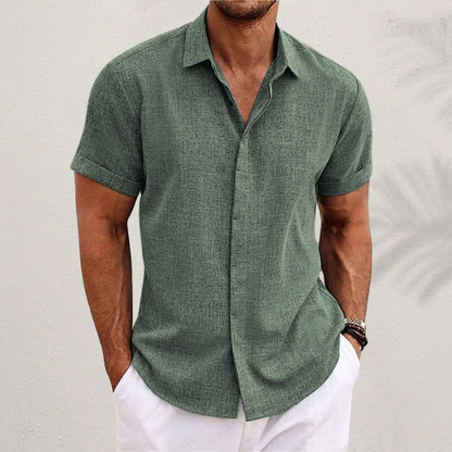 Oliveros | Men’s Short-Sleeve Cotton-Linen Casual Shirt