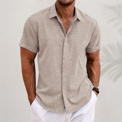 Oliveros | Men’s Short-Sleeve Cotton-Linen Casual Shirt