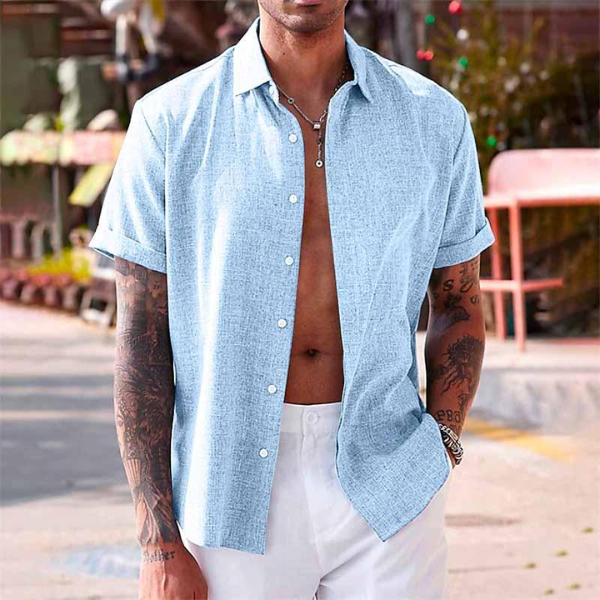 Oliveros | Men’s Short-Sleeve Cotton-Linen Casual Shirt