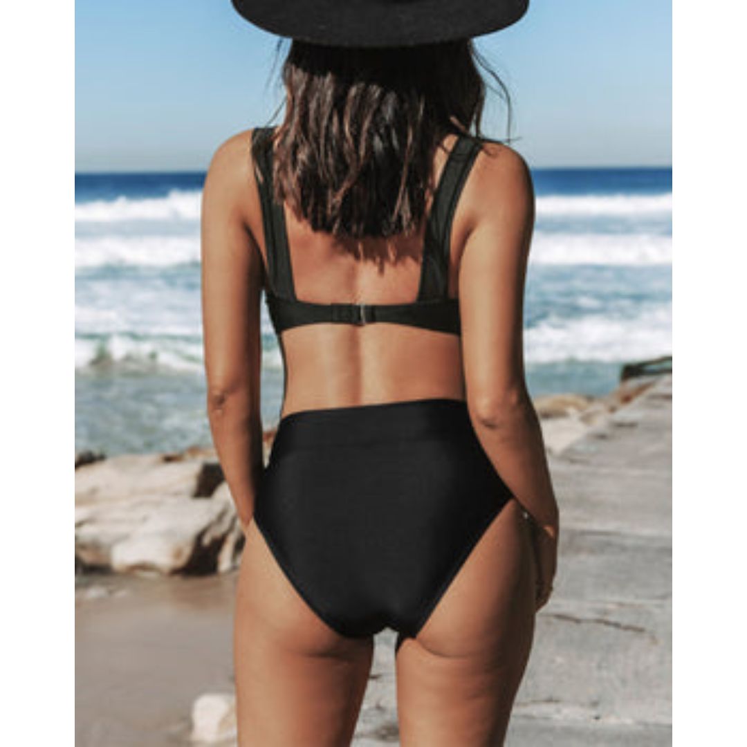 Hilda | Maillot de bain uni à col haut