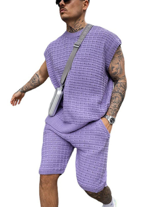 John | Men's High-Quality Knitted Leisure Set for Summer
