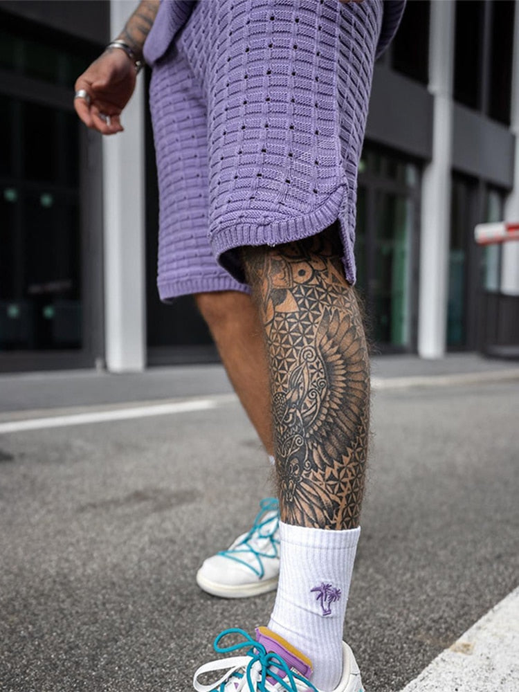 John | Men's High-Quality Knitted Leisure Set for Summer
