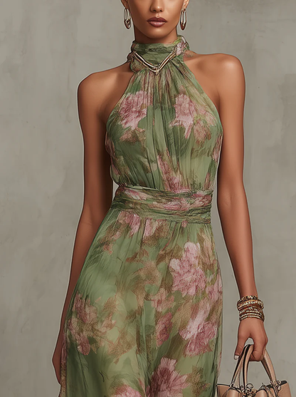 Livia™ | Robe maxi halter florale élégante