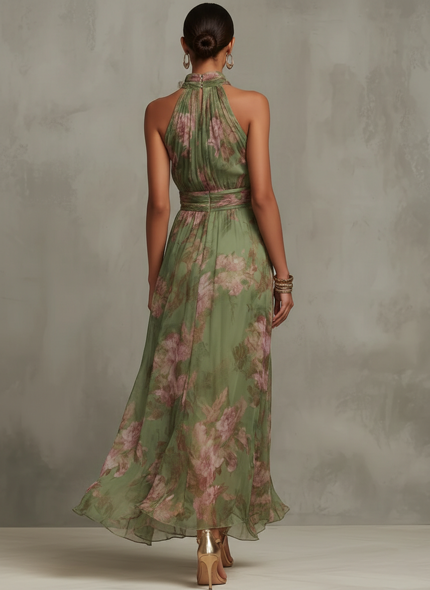 Livia™ | Robe maxi halter florale élégante