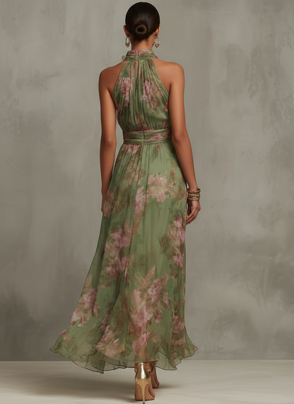 Livia™ | Robe maxi halter florale élégante