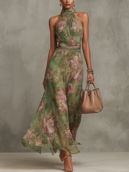 Livia™ | Robe maxi halter florale élégante