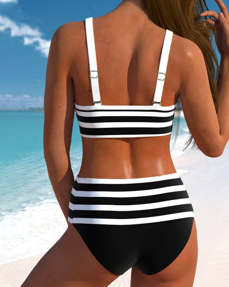 Sylvie | Bikini rayé taille haute