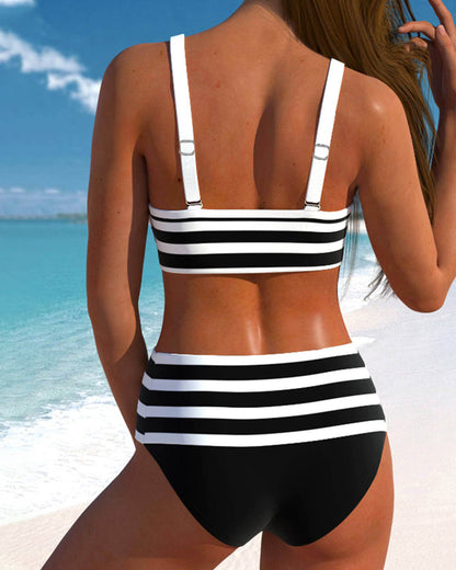 Sylvie | Bikini rayé taille haute