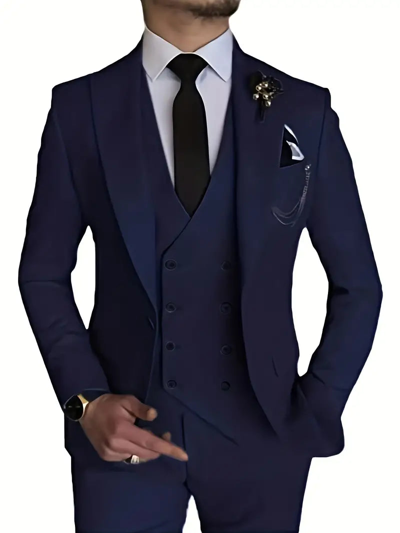 James | Men's Three-Piece Business Blazer, Vest, and Trouser Set