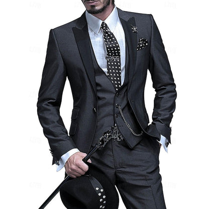 James | Men's Three-Piece Linen Business Blazer, Vest, and Trousers