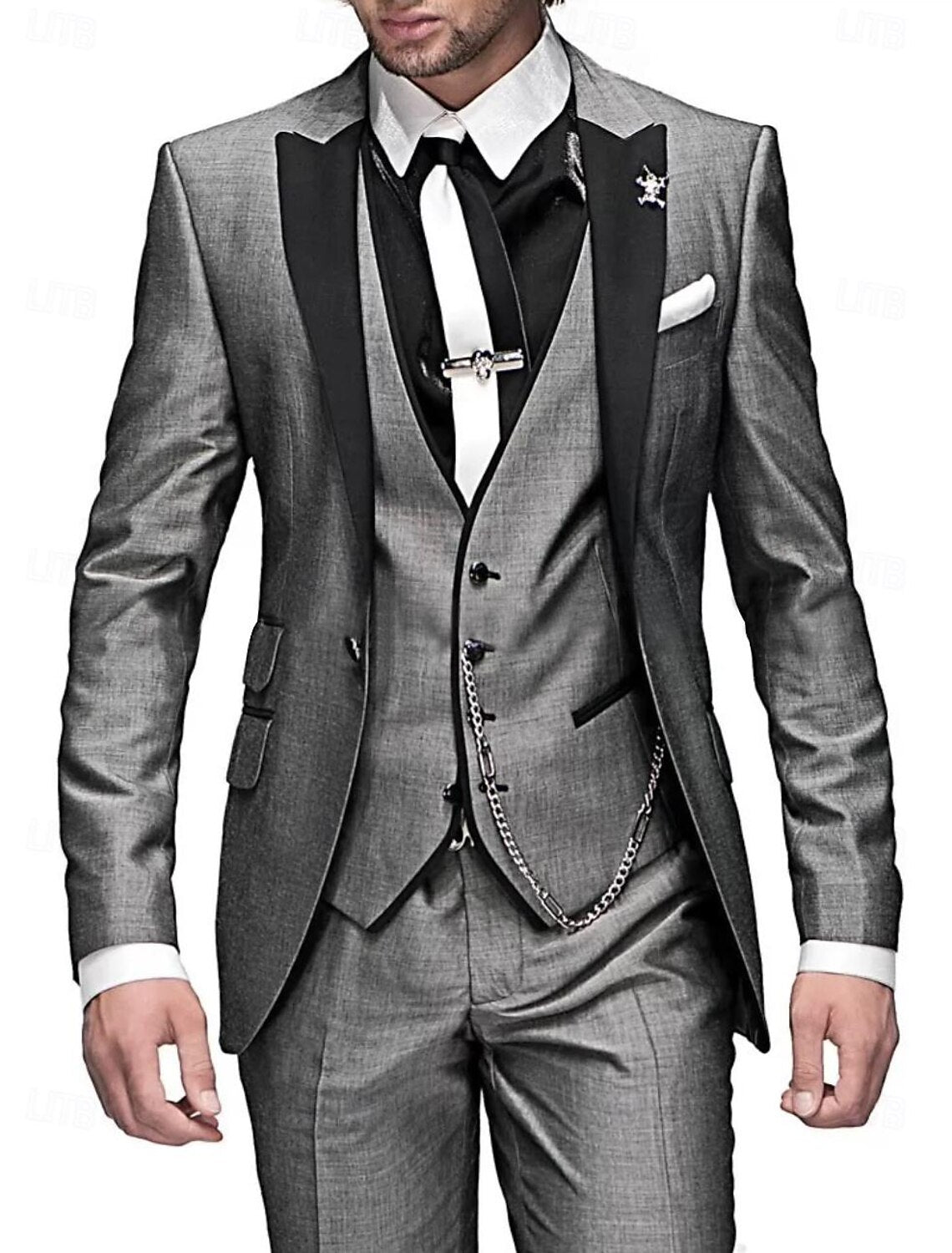 James | Men's Three-Piece Linen Business Blazer, Vest, and Trousers