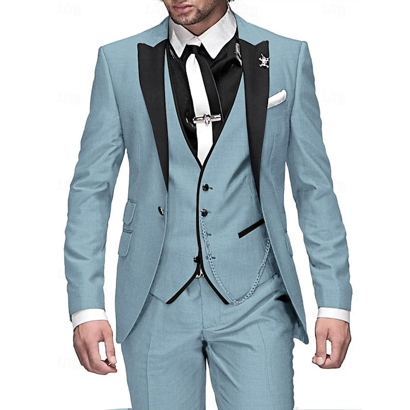 James | Men's Three-Piece Linen Business Blazer, Vest, and Trousers