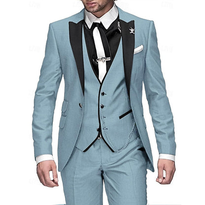 James | Men's Three-Piece Linen Business Blazer, Vest, and Trousers
