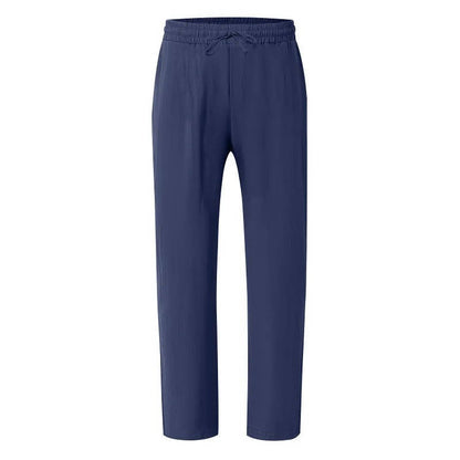 John | Men's Casual Linen Straight Leg Pants, Breathable & Comfortable