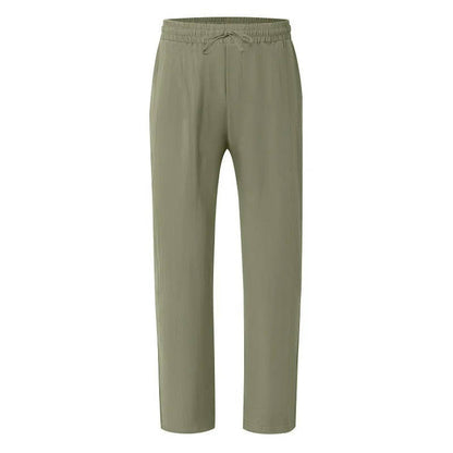 John | Men's Casual Linen Straight Leg Pants, Breathable & Comfortable