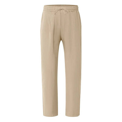 John | Men's Casual Linen Straight Leg Pants, Breathable & Comfortable