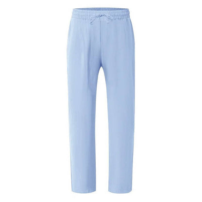 John | Men's Casual Linen Straight Leg Pants, Breathable & Comfortable