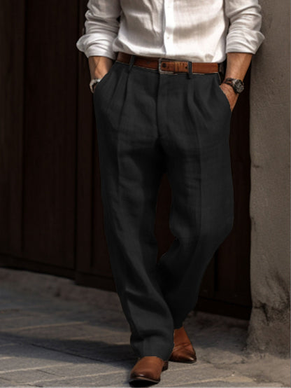 James | Men's Pleated Linen Trousers