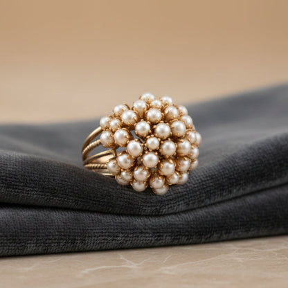 Inès | Bague en Or avec Perles Incrustées Élégante