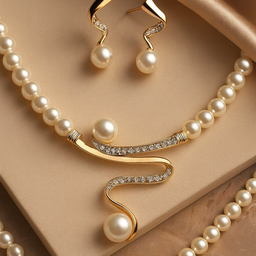Angélique | Ensemble de Collier en Perles Naturelles Élégantes