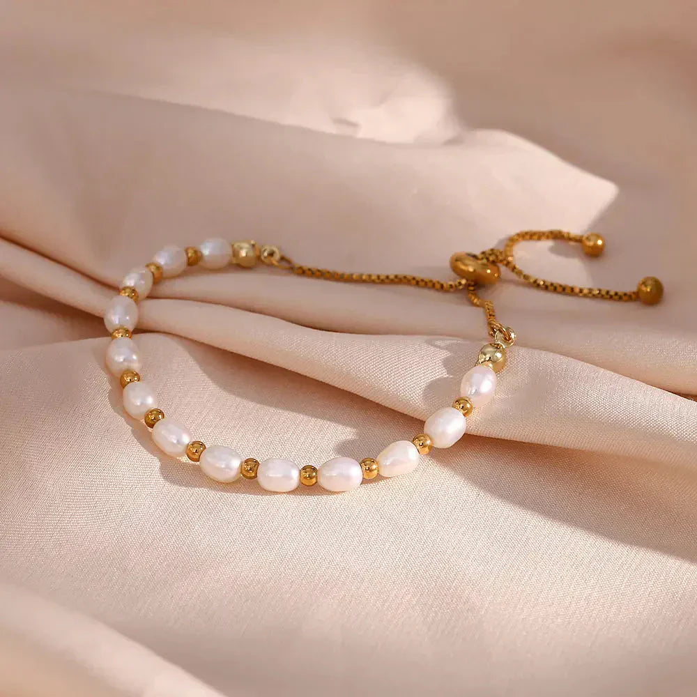 Julia | Bracelet Élegant en Perles et Or