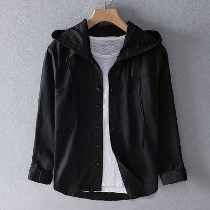 Zack | Men's Casual Long Sleeve Linen Shirt with Hood