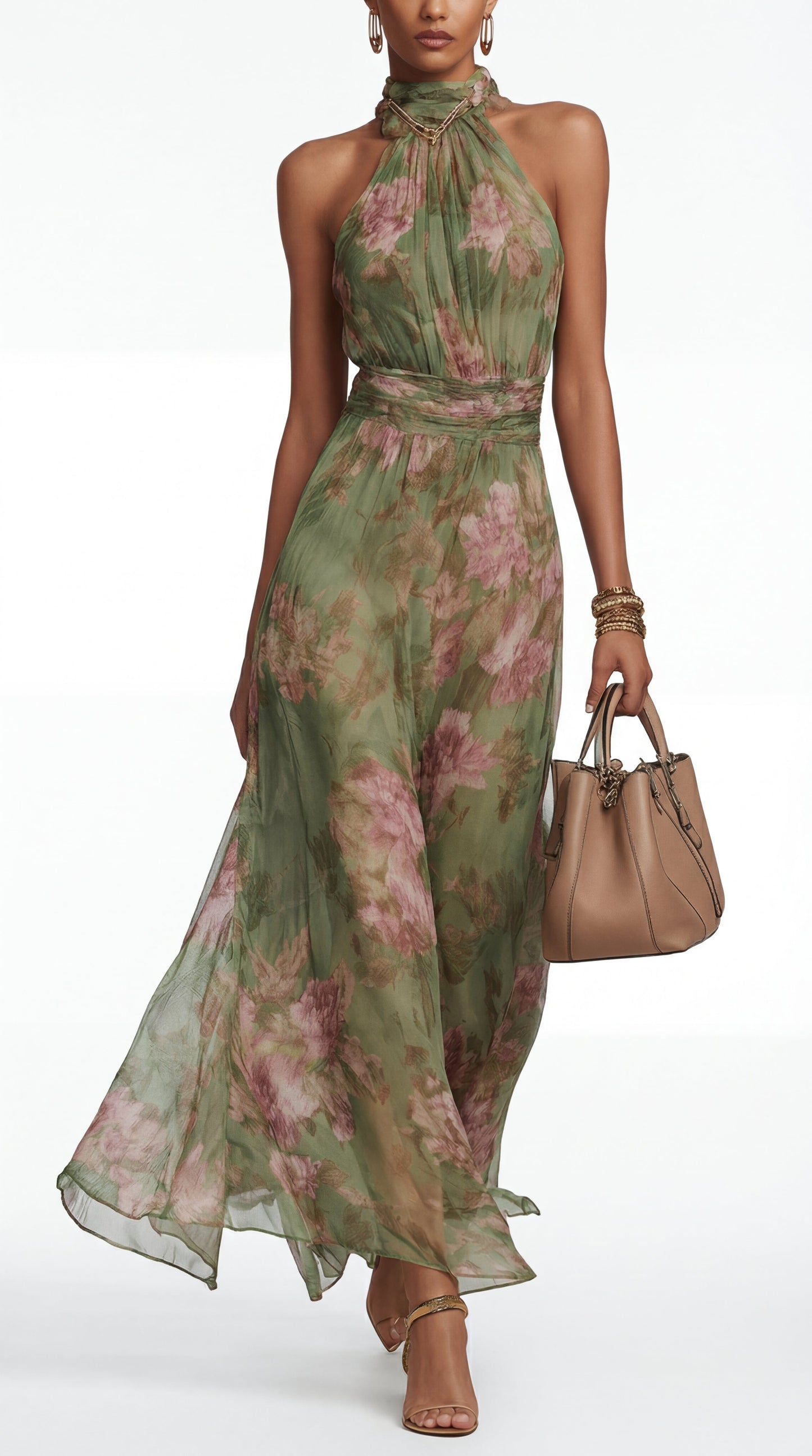 Livia™ | Robe maxi halter florale élégante
