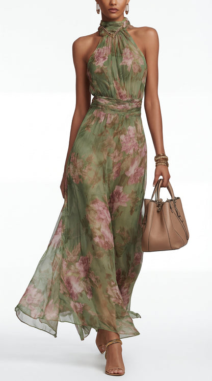 Livia™ | Robe maxi halter florale élégante