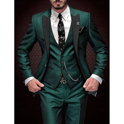 James | Men's Three-Piece Linen Business Blazer, Vest, and Trousers