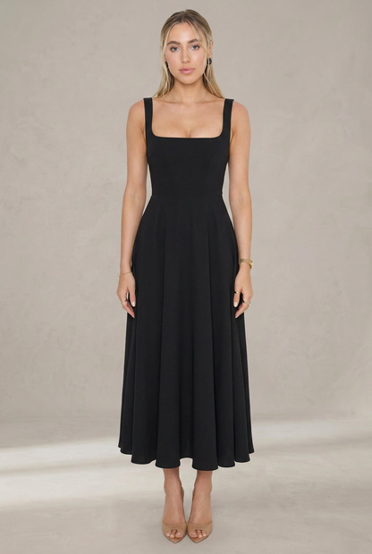 Grace | Robe midi fluide avec décolleté carré