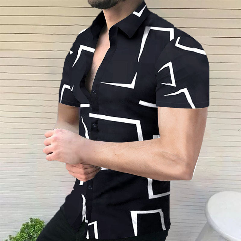 John | Men's Abstract Printed Short Sleeve Shirt