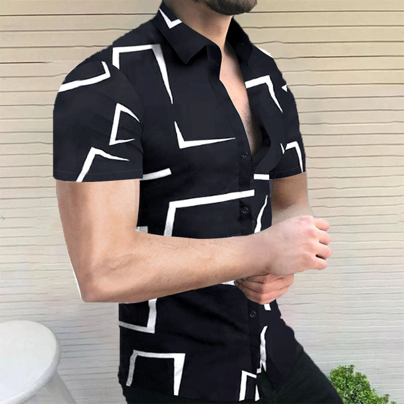 John | Men's Abstract Printed Short Sleeve Shirt