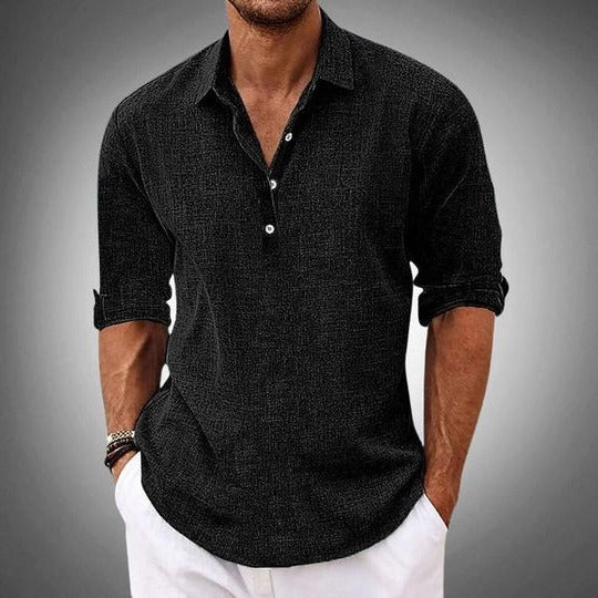 Men's Casual Linen Polo Shirt