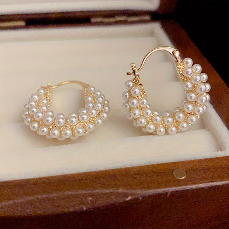 Elyna | Boucles d'Oreilles en Cerceau avec Perles Superposées