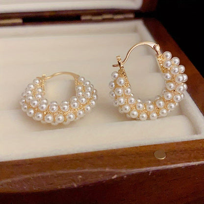 Elyna | Boucles d'Oreilles en Cerceau avec Perles Superposées