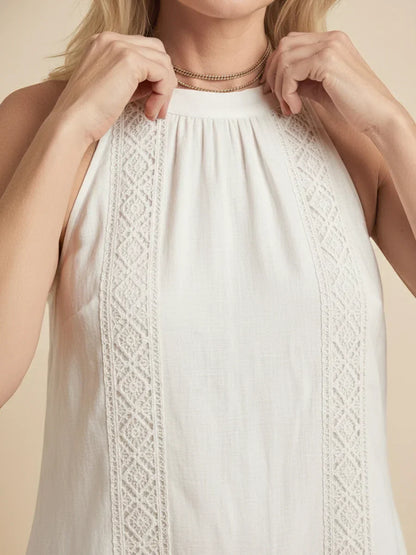 Jimena | Robe midi en lin avec col mao
