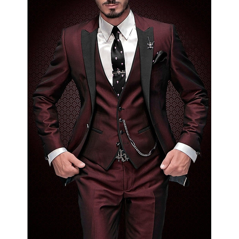 James | Men's Three-Piece Linen Business Blazer, Vest, and Trousers